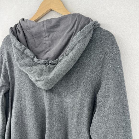 EILEEN FISHER Jacket M Stretch Organic Cotton Hoodie Full Zip Asymmetric Gray - Picture 7 of 15